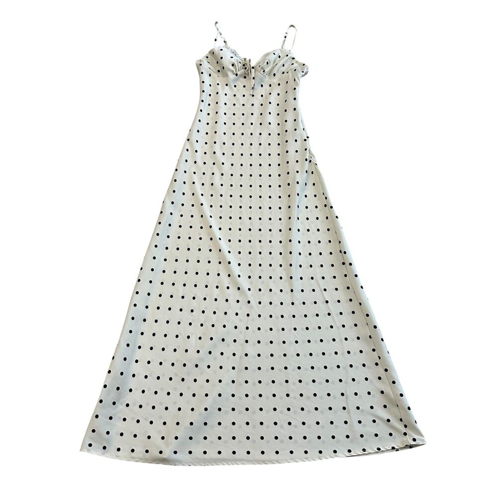Toska Cream Polka Dot Fit & Flare Maxi Dress Size S